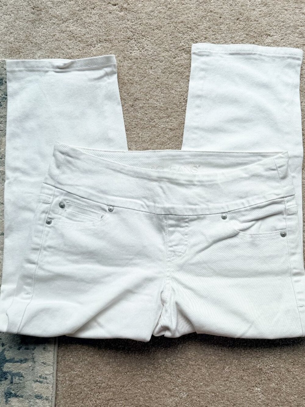 Jag Jeans White Pull-on Cropped Classic Fit Jeans - Size 10